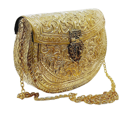 Trend Overseas Clutches for women Golden Brass Metal bag Bridal Clutch Party Purse