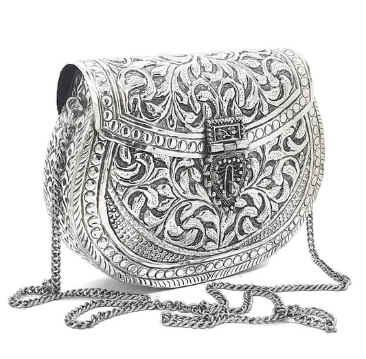 Trend Overseas Clutches for women Silver Brass Metal bag Bridal Clutch Party Purse