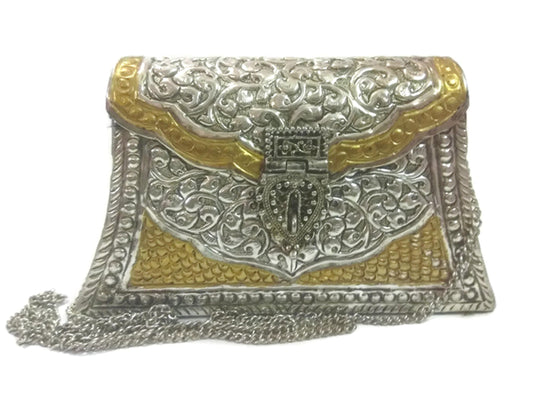Trend Overseas Hand Carving Vintage Brass Purse antique Ethnic Handmade Women metal clutch Bag Hand clutch Handbag for women hand purse
