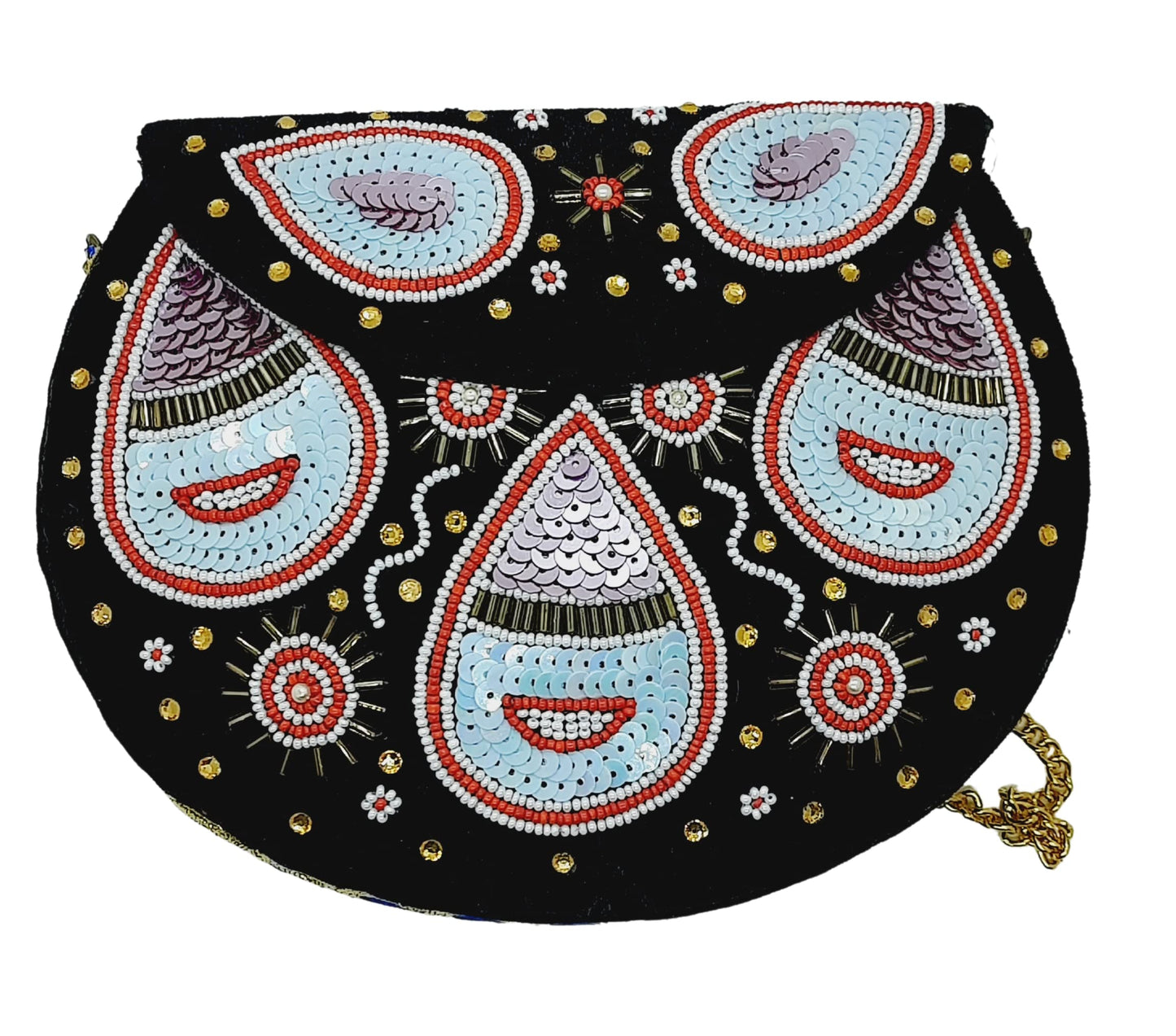 Trend Overseas Black Embroidery Beaded Ethnic purse Girls Bridal Bag cross body party bag