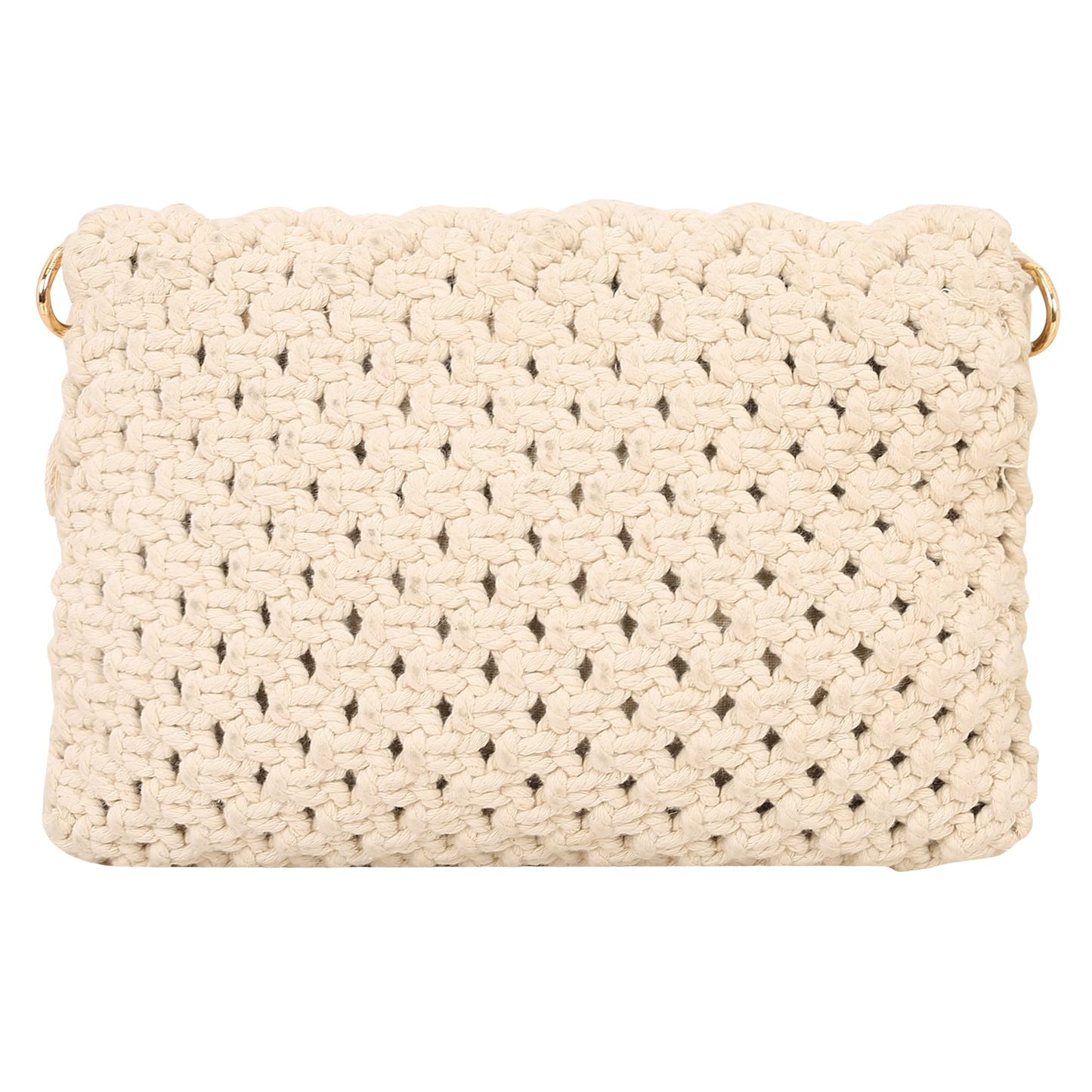 Trend Overseas Handwoven Ivory (Off-White) Crochet Craft Macrame Bag Multi-Purpose Summer Tote Handbag