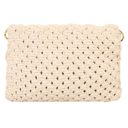 Trend Overseas Handwoven Ivory (Off-White) Crochet Craft Macrame Bag Multi-Purpose Summer Tote Handbag