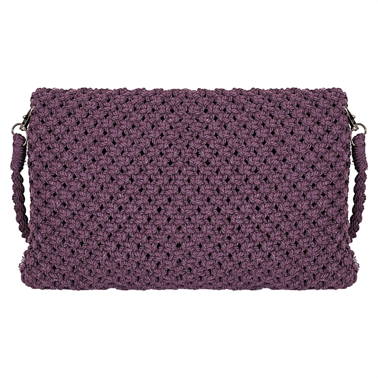 Trend Overseas Women/Girl Sling Crossbody Bag Handwoven Crochet Macrame Cotton rope Bag(8 * 10Inch)
