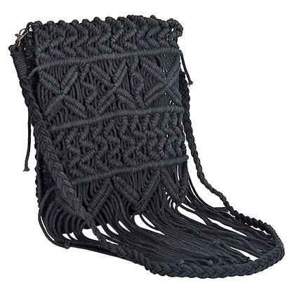 Trend Overseas Women/Girl Handwoven Crochet Macrame Cotton rope Ivory (Off-White) Sling/Clutch Handbag
