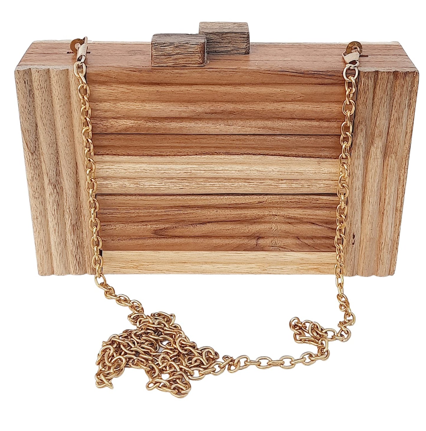 Trend Overseas Natural Wooden Clutch Purse Bridal Clutch Handmade Brown Wooden Clutch cum Sling Bag