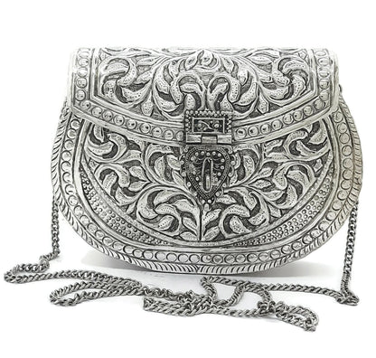 Trend Overseas Clutches for women Silver Brass Metal bag Bridal Clutch Party Purse