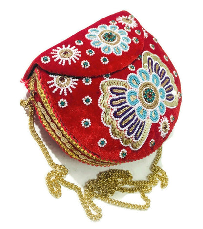 Trend Overseas Velvet Embroidery Beaded Ethnic purse Girls Bridal Bag cross body party bag