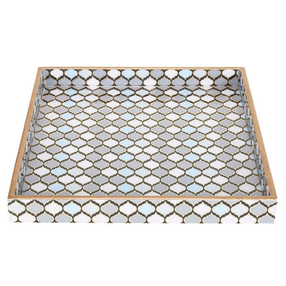 Trend Overseas Designer MDF Wooden Serving Trays Set - Special Enamel Coating, 3D Gold Foil Work, Perfect Size