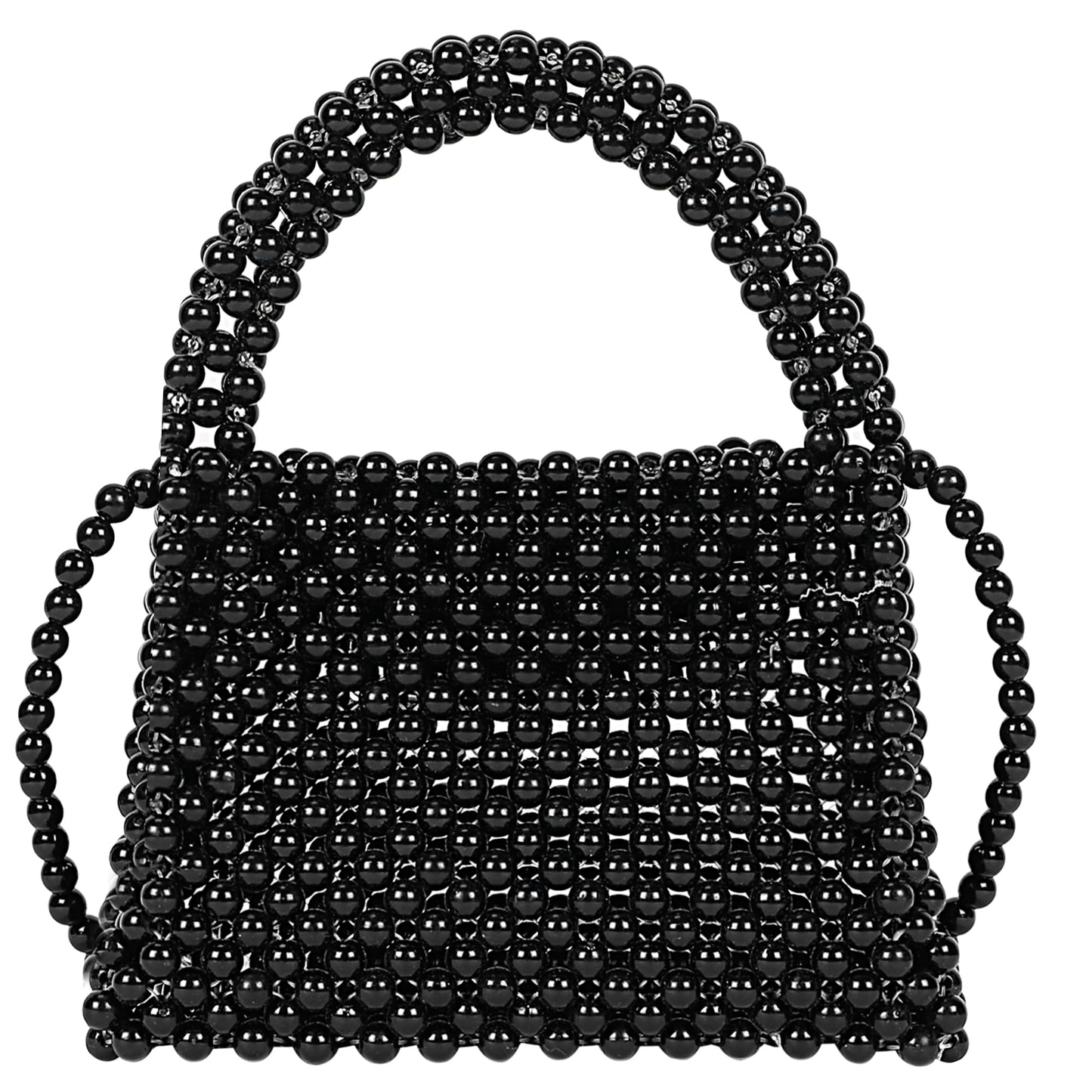 Trend Overseas Handmade Black Pearl Beaded Shoulder Bag for Women/Kids | Small Size Tote Bag | Luxury Black Pearl Bag | Fashionable and Elegant |