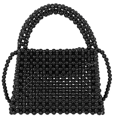 Trend Overseas Handmade Black Pearl Beaded Shoulder Bag for Women/Kids | Small Size Tote Bag | Luxury Black Pearl Bag | Fashionable and Elegant |