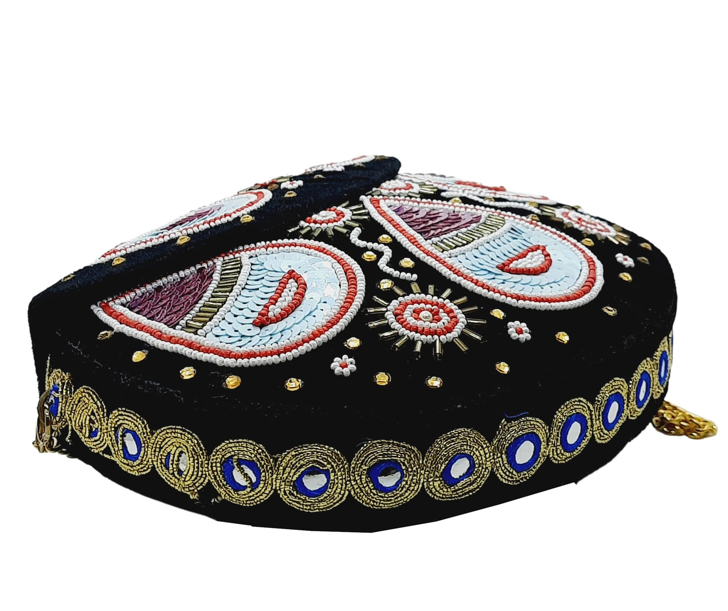 Trend Overseas Black Embroidery Beaded Ethnic purse Girls Bridal Bag cross body party bag