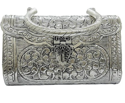 Trend Overseas Women's Silver Handle metal Clutch Hand Cluth