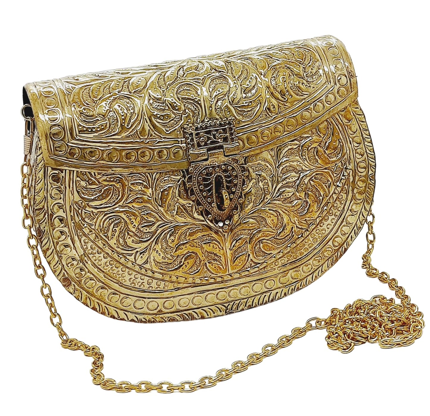 Trend Overseas Clutches for women Golden Brass Metal bag Bridal Clutch Party Purse