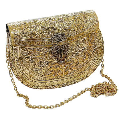 Trend Overseas Clutches for women Golden Brass Metal bag Bridal Clutch Party Purse