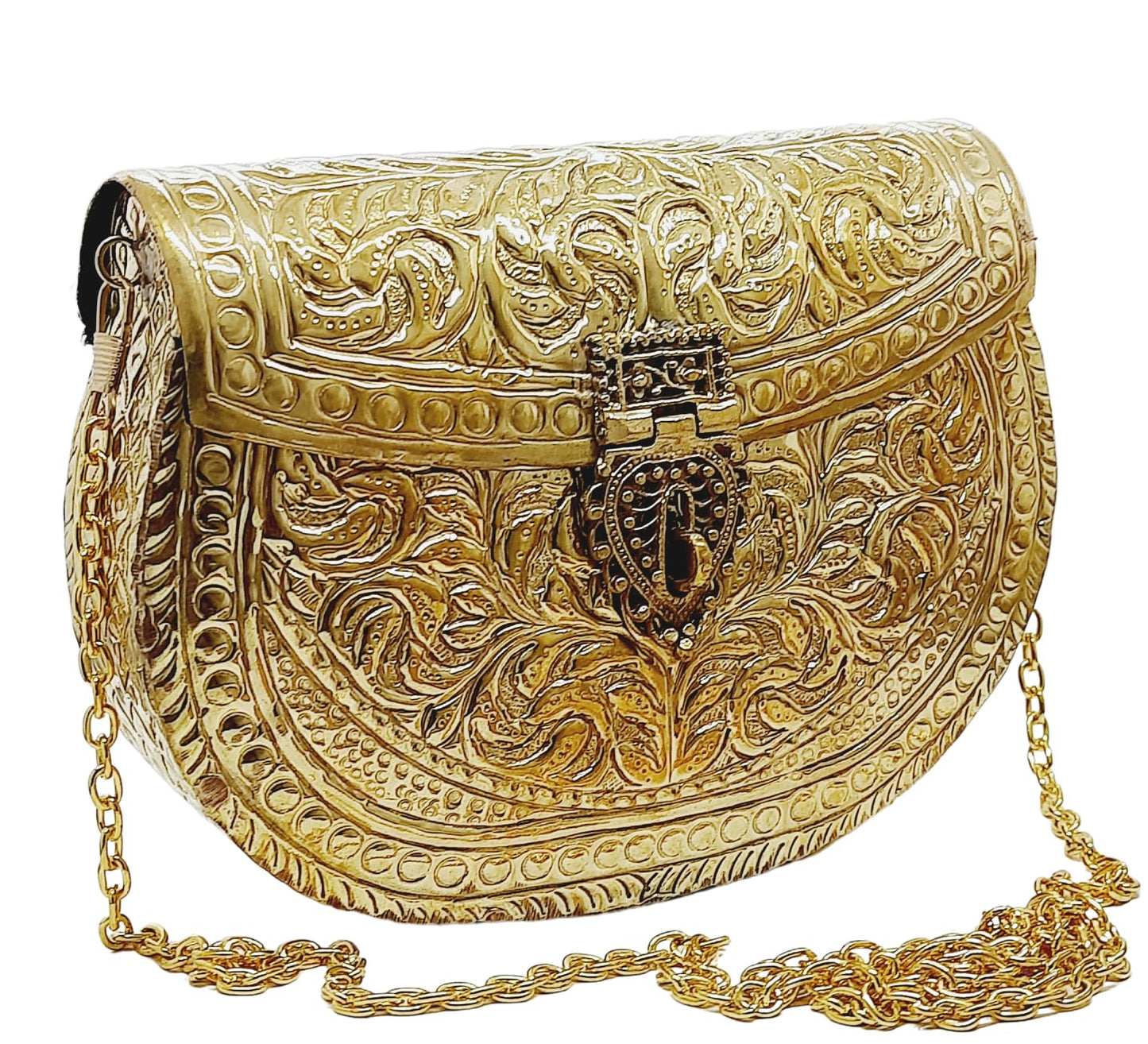 Trend Overseas Clutches for women Golden Brass Metal bag Bridal Clutch Party Purse