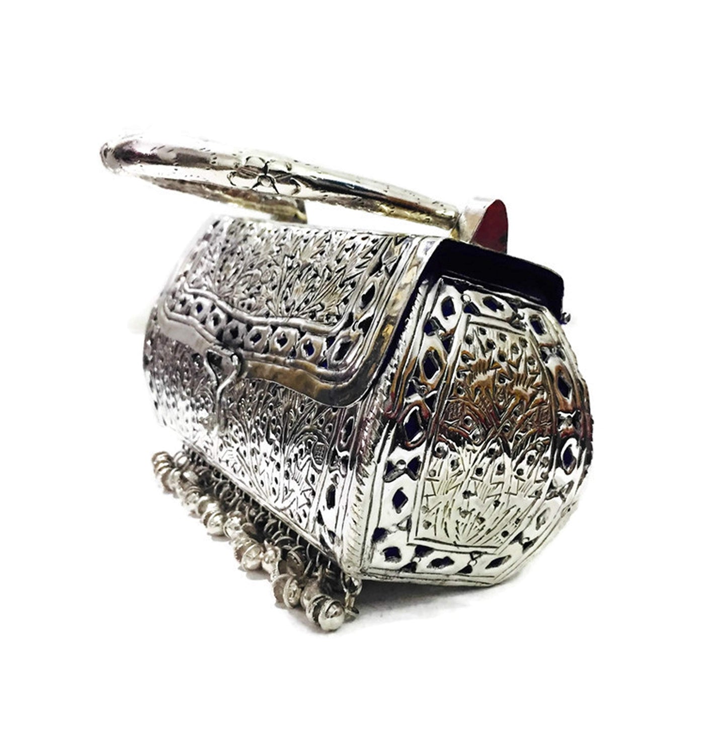 Trend Overseas Girls/Women Party gift Bridal Silver White Metal bag, brass clutch,Vintage antique ethnic clutch, metal purse,
