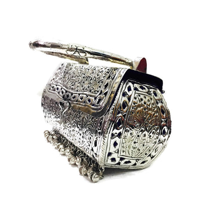 Trend Overseas Girls/Women Party gift Bridal Silver White Metal bag, brass clutch,Vintage antique ethnic clutch, metal purse,