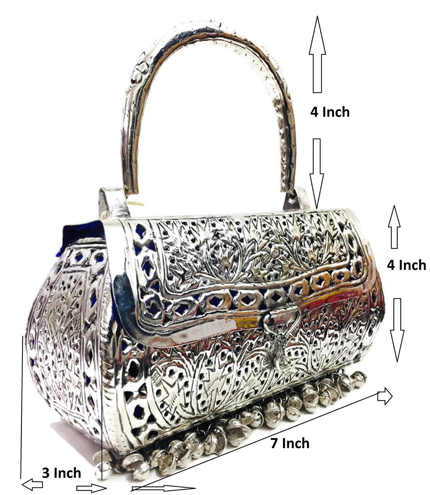 Trend Overseas Girls/Women Party gift Bridal Silver White Metal bag, brass clutch,Vintage antique ethnic clutch, metal purse,