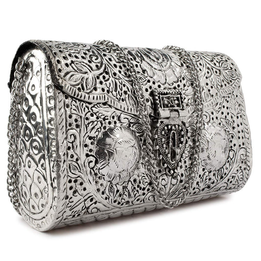 Trend Overseas Bridal Women's Antique Brass Purse Ethnic Handmade Metal Clutch Bag