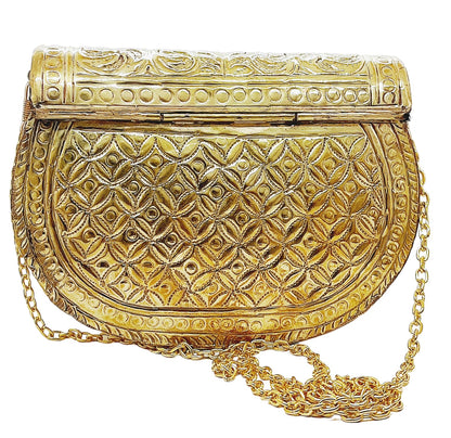 Trend Overseas Clutches for women Golden Brass Metal bag Bridal Clutch Party Purse