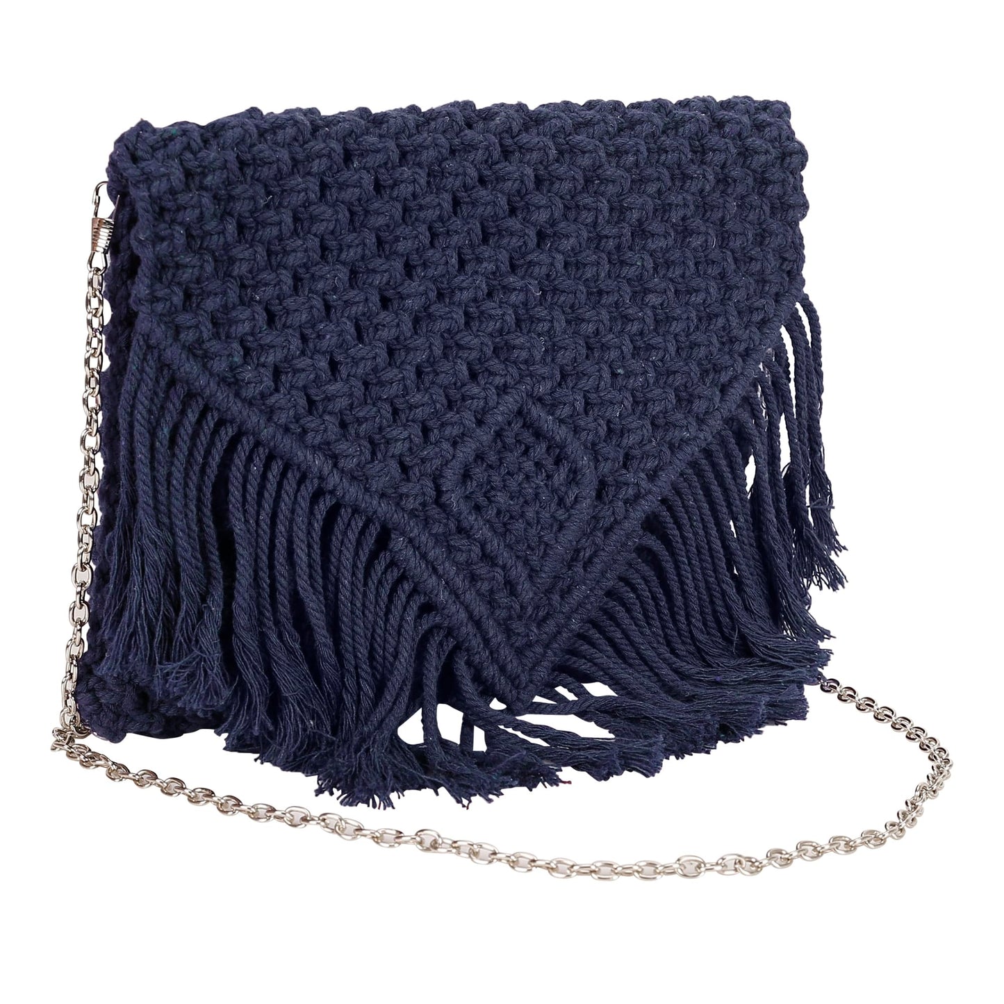 Trend Overseas Women Handwoven Crochet Macrame Cotton Rope Handbag - Lightweight, Adjustable and Detachable Strap, Perfect for Teenagers and Kids