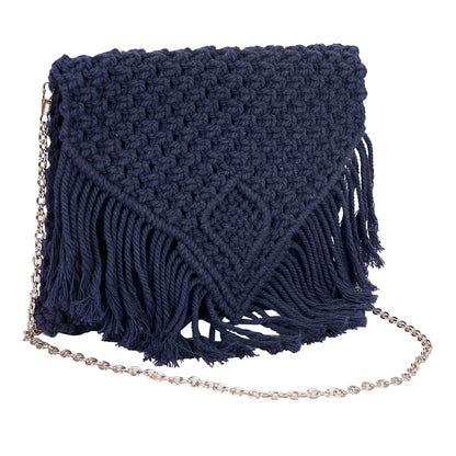 Trend Overseas Women Handwoven Crochet Macrame Cotton Rope Handbag - Lightweight, Adjustable and Detachable Strap, Perfect for Teenagers and Kids