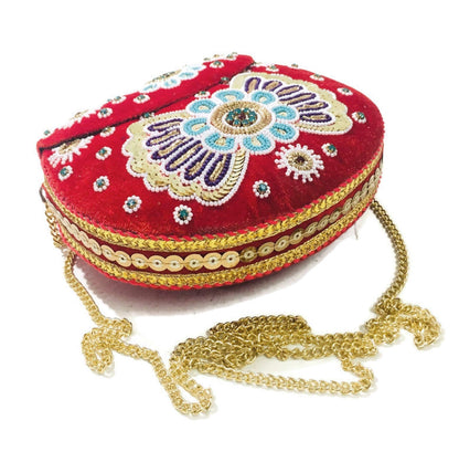 Trend Overseas Velvet Embroidery Beaded Ethnic purse Girls Bridal Bag cross body party bag