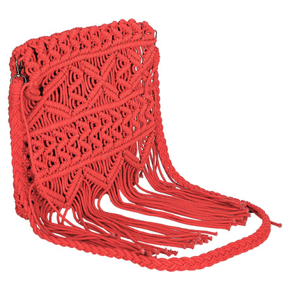 Trend Overseas Women/Girl Handwoven Crochet Macrame Cotton rope Ivory (Off-White) Sling/Clutch Handbag