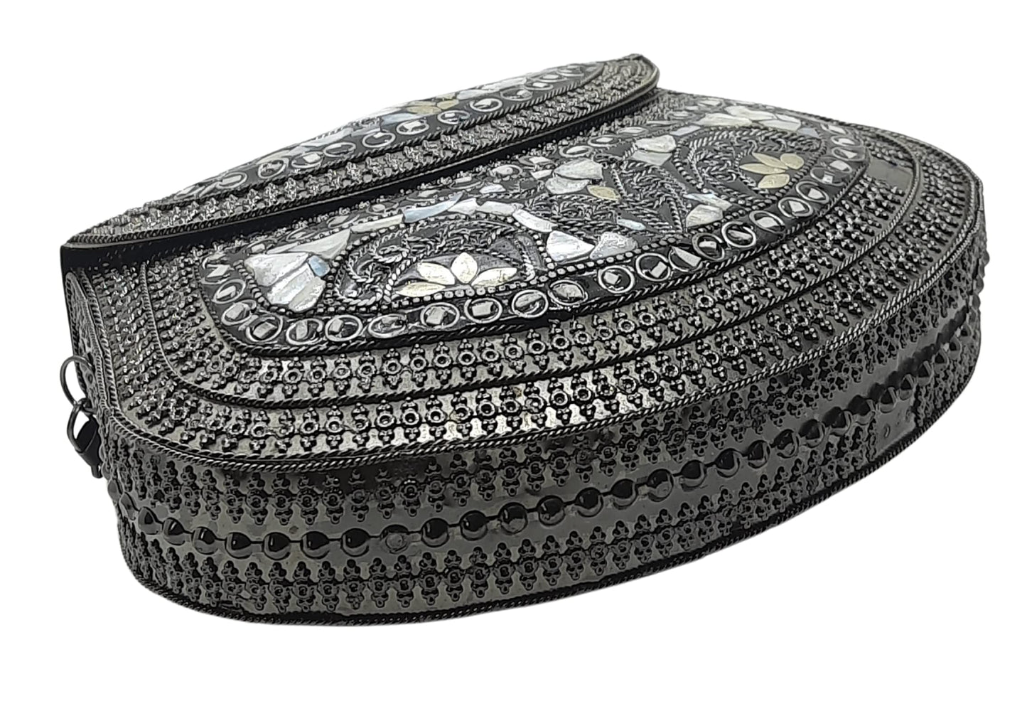 Trend Overseas Women's Antique Black Color Sea Shell bag ethnic clutch metal bag party clutch
