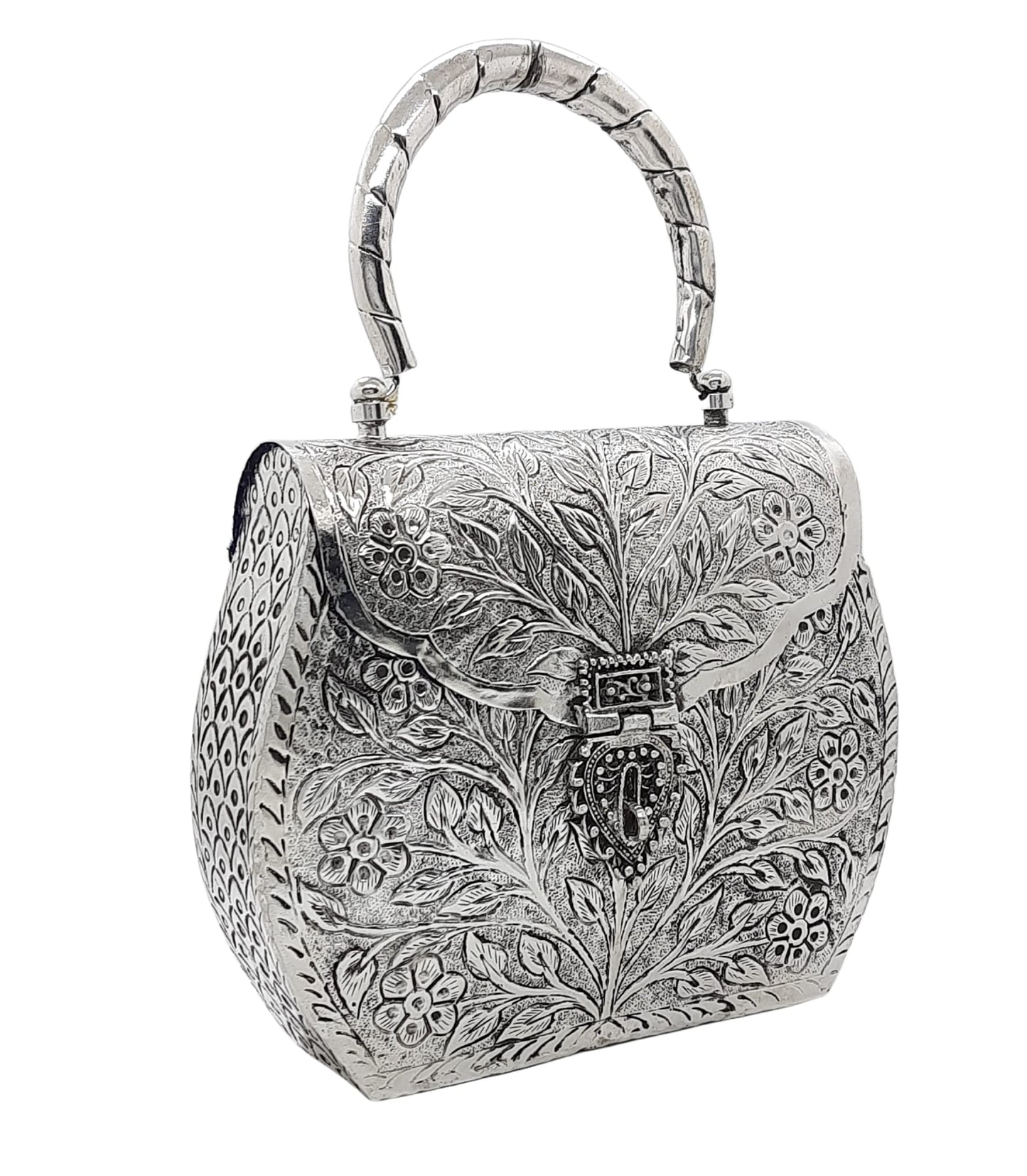 Trend Overseas Women's Silver Gold Brass Metal Handle Clutch Handmade Hand Clutch