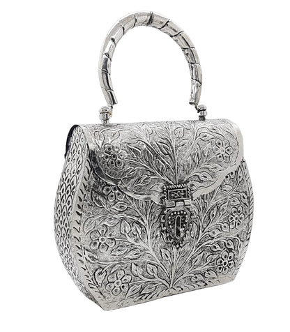 Trend Overseas Women's Silver Gold Brass Metal Handle Clutch Handmade Hand Clutch