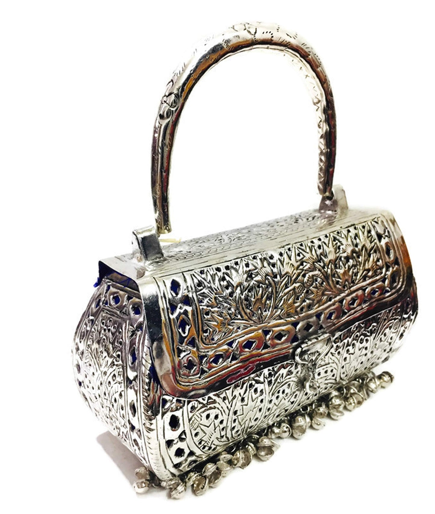 Trend Overseas Girls/Women Party gift Bridal Silver White Metal bag, brass clutch,Vintage antique ethnic clutch, metal purse,