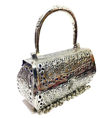 Trend Overseas Girls/Women Party gift Bridal Silver White Metal bag, brass clutch,Vintage antique ethnic clutch, metal purse,