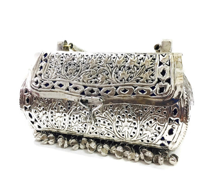 Trend Overseas Girls/Women Party gift Bridal Silver White Metal bag, brass clutch,Vintage antique ethnic clutch, metal purse,