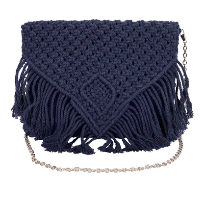 Trend Overseas Women Handwoven Crochet Macrame Cotton Rope Handbag - Lightweight, Adjustable and Detachable Strap, Perfect for Teenagers and Kids