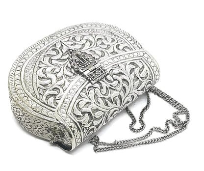 Trend Overseas Clutches for women Silver Brass Metal bag Bridal Clutch Party Purse