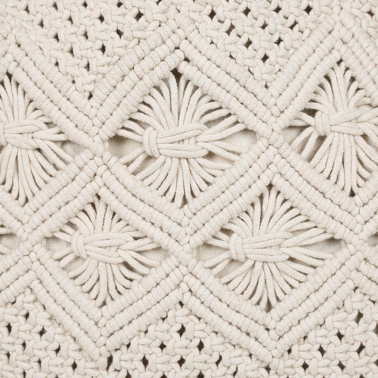 Trend Overseas Handwoven Shoulder Bag Crochet Craft Women/Girl Ivory (Off-White) Macrame Bag