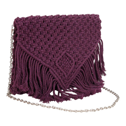 Trend Overseas Women Handwoven Crochet Macrame Cotton Rope Handbag - Lightweight, Adjustable and Detachable Strap, Perfect for Teenagers and Kids
