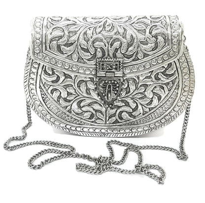 Trend Overseas Clutches for women Silver Brass Metal bag Bridal Clutch Party Purse