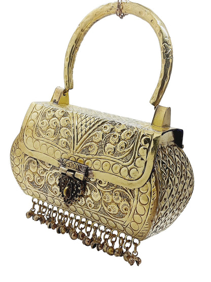 Trend Overseas Girls/Women Small Size Handle Clutch Brass metal bag Ethnic clutch