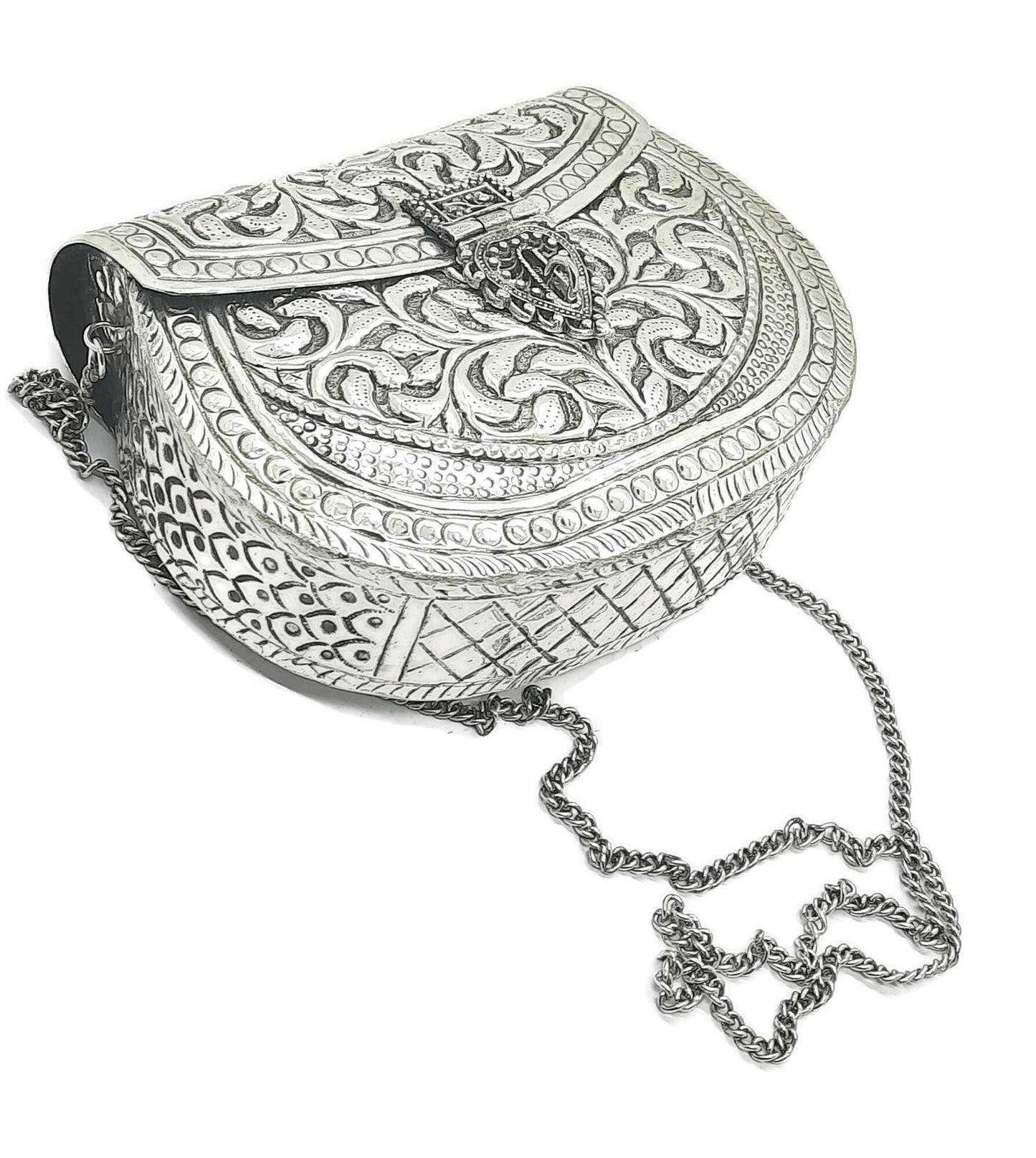 Trend Overseas Clutches for women Silver Brass Metal bag Bridal Clutch Party Purse