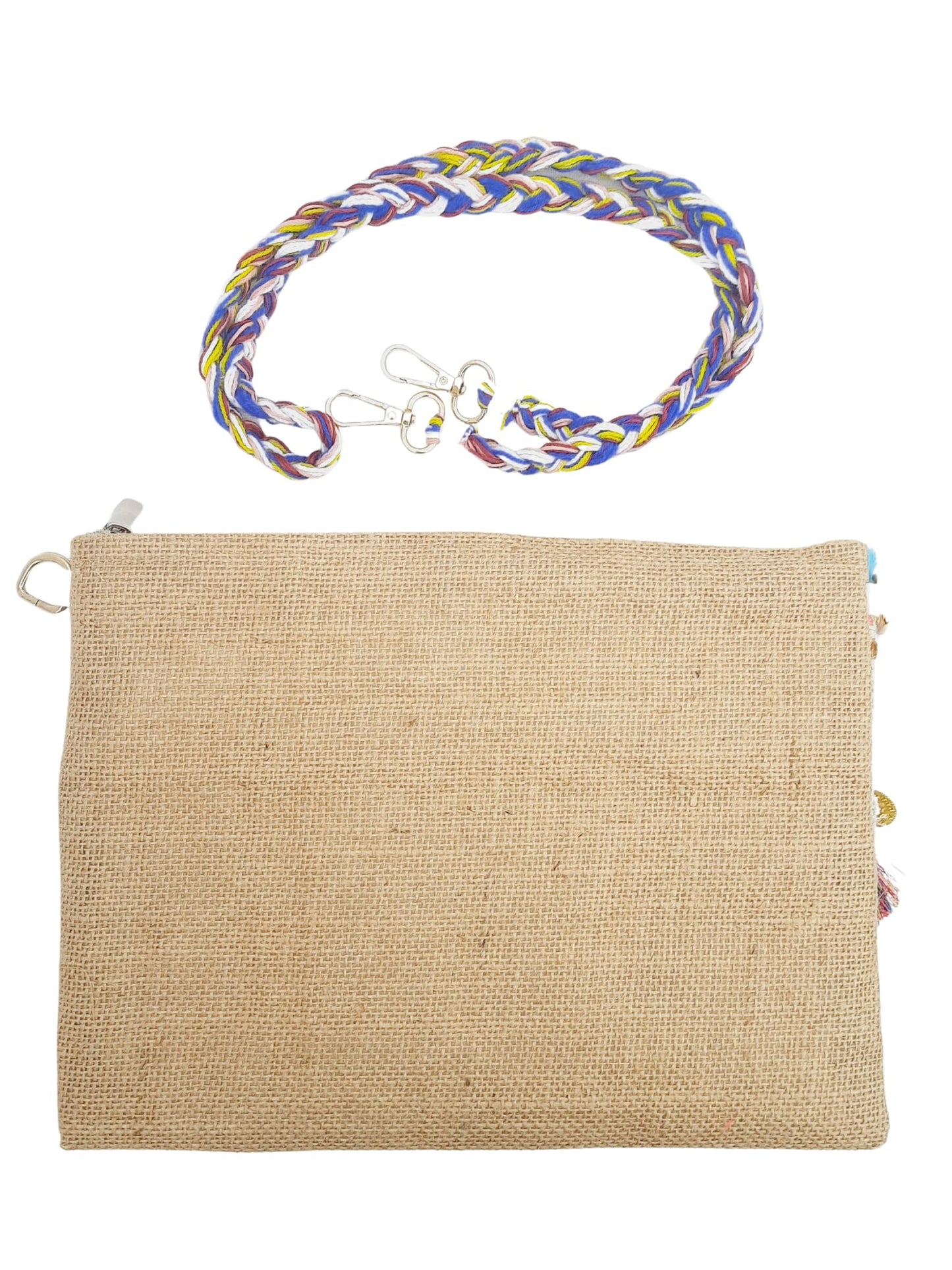 Trend Overseas Multicolor Jute Embroidery pom pom Bridal Bag cross body party sling bag