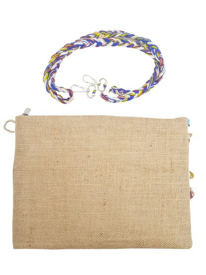Trend Overseas Multicolor Jute Embroidery pom pom Bridal Bag cross body party sling bag