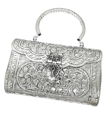 Trend Overseas Women's Silver Handle metal Clutch Hand Cluth