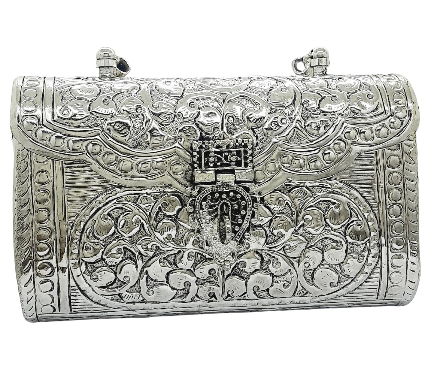 Trend Overseas Women's Silver Handle metal Clutch Hand Cluth
