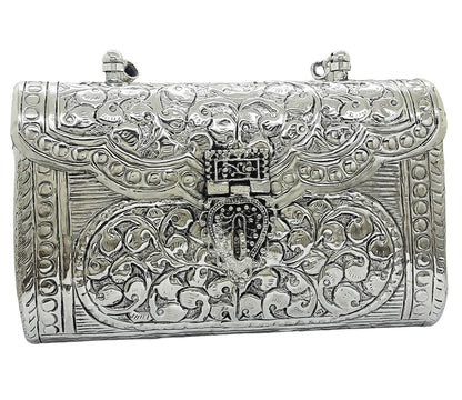 Trend Overseas Women's Silver Handle metal Clutch Hand Cluth