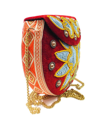 Trend Overseas Velvet Embroidery Beaded Ethnic purse Girls Bridal Bag cross body party bag