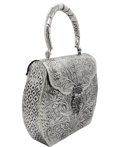 Trend Overseas Women's Silver Gold Brass Metal Handle Clutch Handmade Hand Clutch