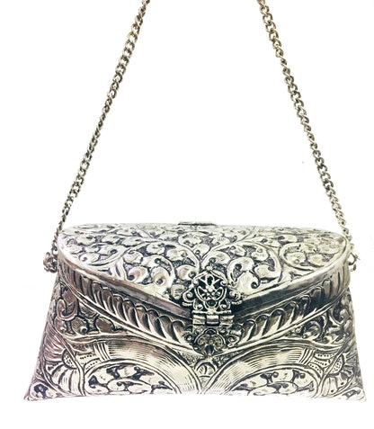 Trend Overseas Indian Vintage Brass silver Purse antique Ethnic clutch Handmade Women metal clutch Bag Party bag
