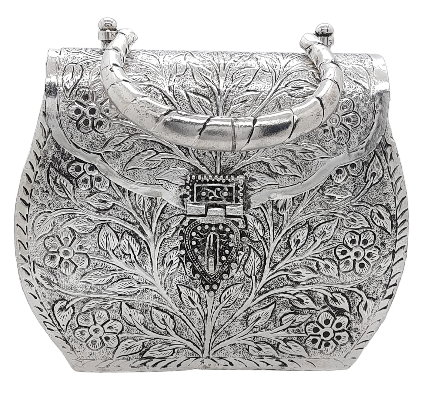 Trend Overseas Women's Silver Gold Brass Metal Handle Clutch Handmade Hand Clutch